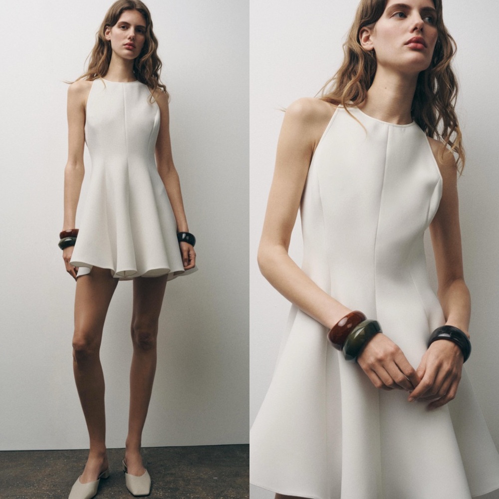NWT ZARA Elegant White Sleeveless Dress